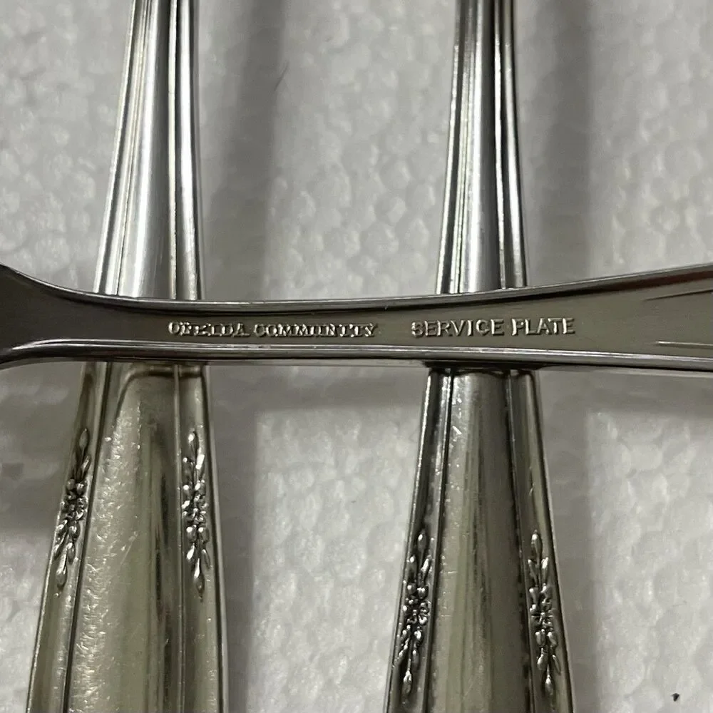 Vintage Silverplate Set 6 Dinner Forks By Oneida Community Service Plate 7.5”